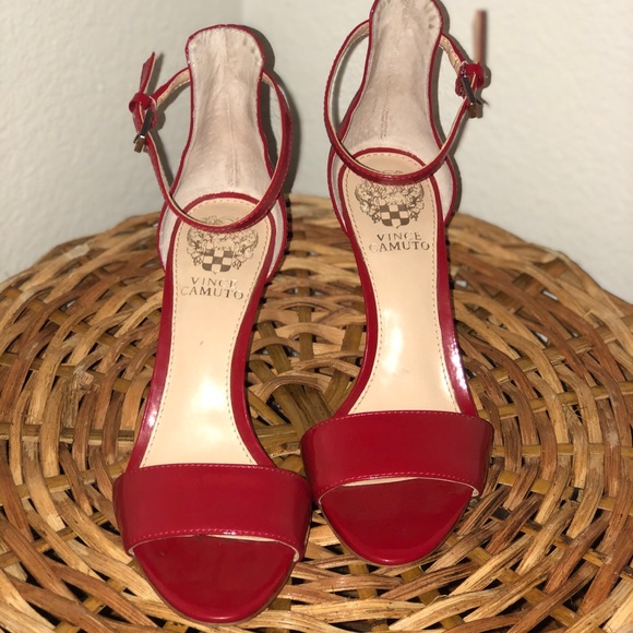Vince Camuto Ankle Red Strap Heels Size 6M/36 - Picture 6 of 6